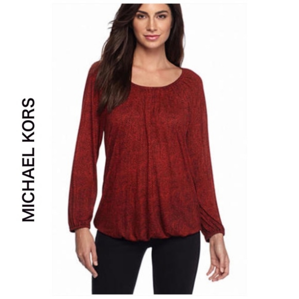 Michael Kors Scoop Neck Cinnabar Peasant Blouse